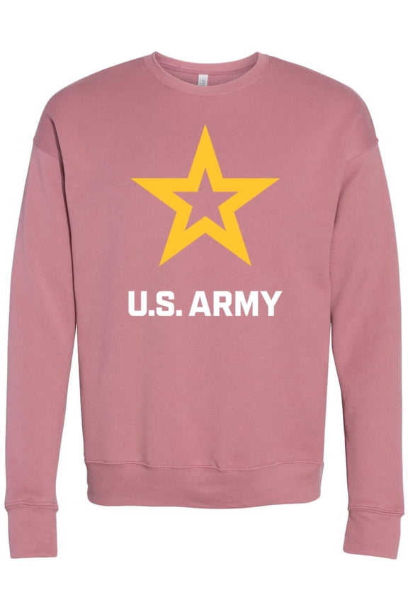 Mens US United States Army Logo Fleece Sweatshirt, Medium Mauve Pink