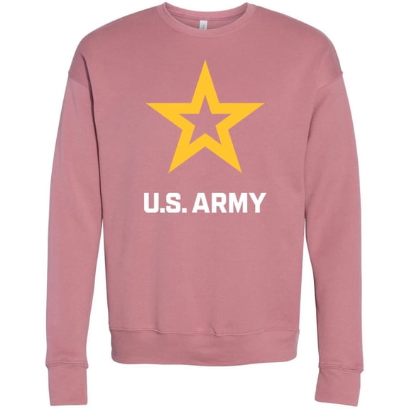 Mens US United States Army Logo Fleece Sweatshirt, Medium Mauve Pink
