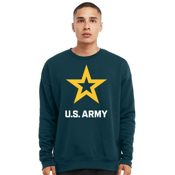 Mens US United States Army Logo Fleece Sweatshirt, Small Atlantic Blue