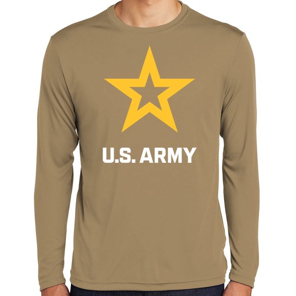 Mens US United States Army Moisture-Wicking Long Sleeve T-shirt, 3XL Coyote Brown