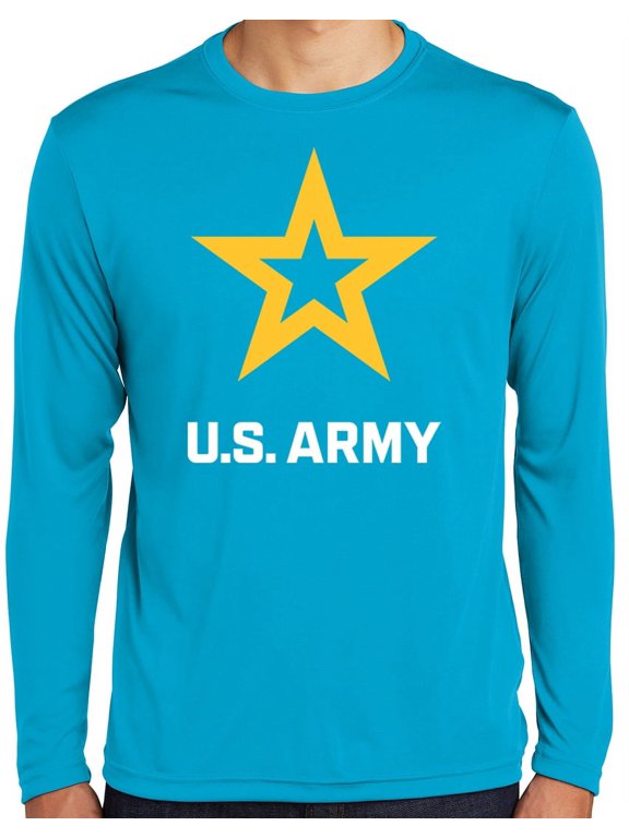 Mens US United States Army Moisture-Wicking Long Sleeve T-shirt, Extra-Small Atomic Blue