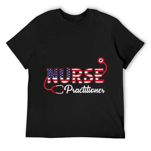 Mens USA American flag Nurse Practitioner Stethoscope Patriotic T-Shirt Black