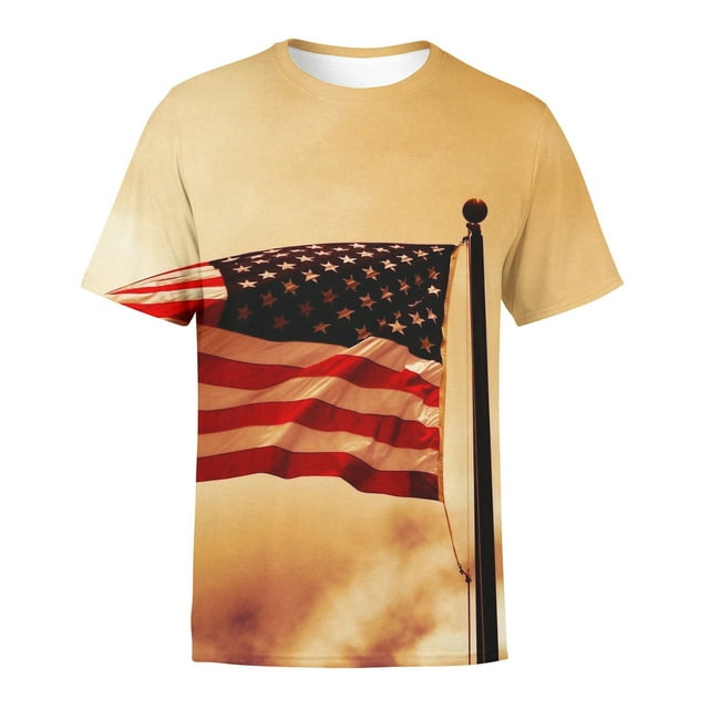 Mens USA Flag American Patriotic T Shirt Short Sleeve 4Th Of July ...