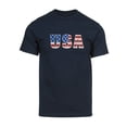 thumbnail image 1 of Mens USA Flag Font Short-Sleeve T-Shirt - Navy - Medium, 1 of 1