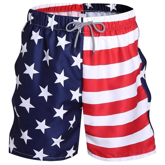 Mens USA Flag Printed Casual Shorts Lightweight Breathable Quick Dry Sport Athletic Trunks