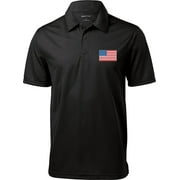 Mens USA Patriotic American Flag (Pocket Print) Polo Shirt - Small Black