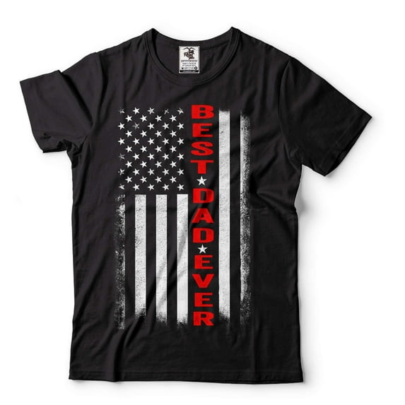 Mens USA Patriotic T-shirt Father's Day Dad T-Shirt Best Dad Ever Flag T-Shirt Dad Birthday Tee (5X-Large Black)
