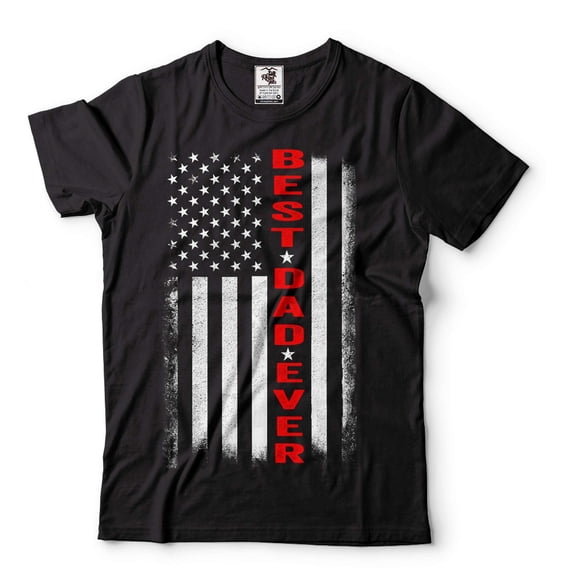 Mens USA Patriotic T-shirt Father's Day Dad T-Shirt Best Dad Ever Flag T-Shirt Dad Birthday Tee (Medium Black)