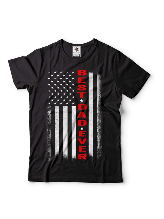 Mens USA Patriotic T-shirt Father's Day Dad T-Shirt Best Dad Ever Flag T-Shirt Dad Birthday Tee (XX-Large Black)