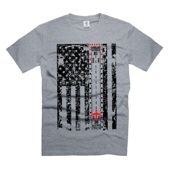 Mens USA Pilot Flag shirt Aviation Flag Tee 4th Of July Shirt Pilot Gifts Airplane Plane Flag Shirts (Small Grey)