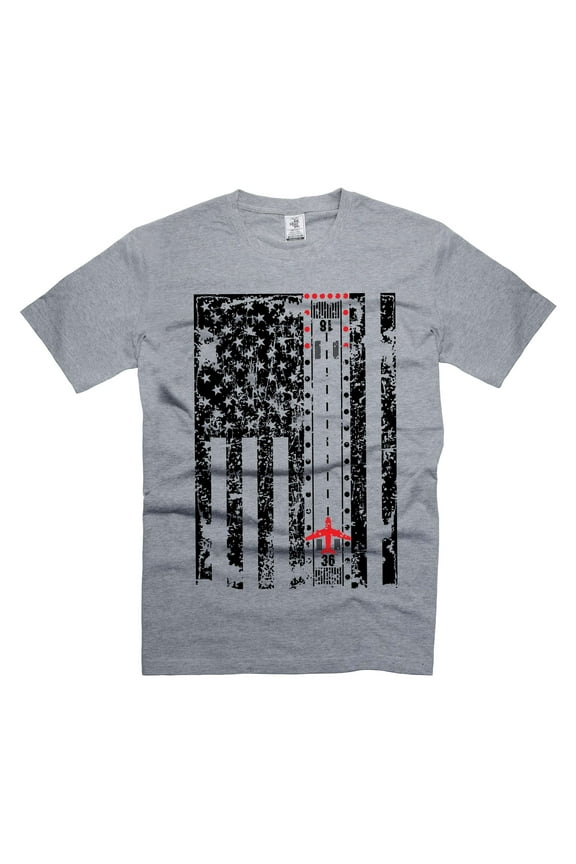 Mens USA Pilot Flag shirt Aviation Flag Tee 4th Of July Shirt Pilot Gifts Airplane Plane Flag Shirts (Small Grey)