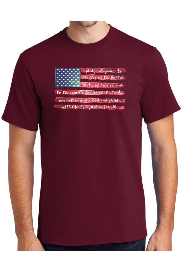 Mens USA Pledge of Allegiance Cotton Tee Shirt, 2XL Cardinal Red (TALL SIZE)