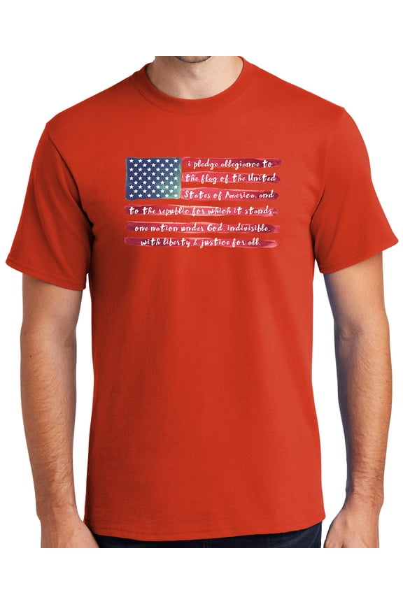 Mens USA Pledge of Allegiance Cotton Tee Shirt, 3XL Orange