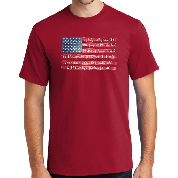 Mens USA Pledge of Allegiance Cotton Tee Shirt, 3XL Red (TALL SIZE)