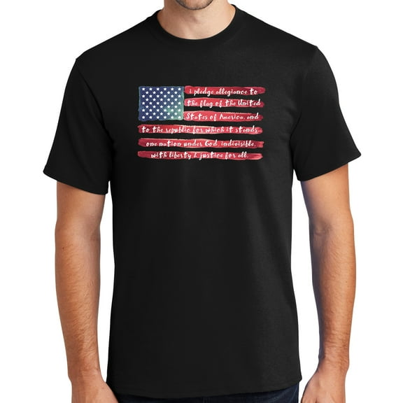 Mens USA Pledge of Allegiance Cotton Tee Shirt, 4XL Jet Black