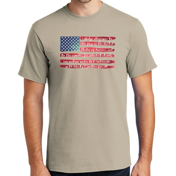 Mens USA Pledge of Allegiance Cotton Tee Shirt, 4XL Light Sand