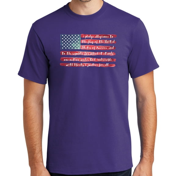 Mens USA Pledge of Allegiance Cotton Tee Shirt, XL Purple