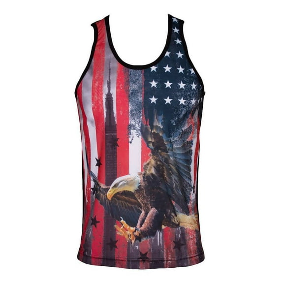 Mens USA Sublimated Graphic Tank Top Shirt - US Flag Soaring Eagle, M