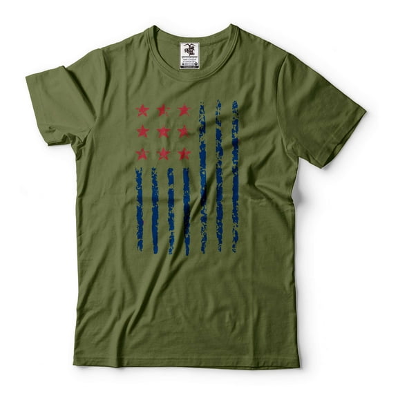 Mens USA T-shirt United States Flag Tee 4th Of July Patriotic Shirt America Flag Tee US Flag Tee (Medium Military Green)