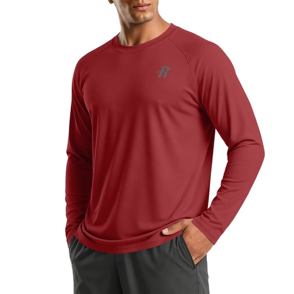 Mens UV Sun Protection Shirts Outdoor Long Sleeve Rash Guard for Fishing Hiking Swimming Running Red 3XL
