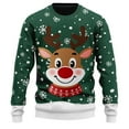 thumbnail image 1 of Mens Christmas Sweaters Funny Reindeer Print Long Sleeve Crewneck Pullover Sweaters Holiday Winter Warm Cozy Xmas Gifts Christmas Sweaters, 1 of 4