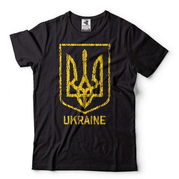 Mens Ukraine Trident Shirt Ukraine Military Green Shirt Ukraine Patriotic Shirt Ukraine Support Tee (Small Black)