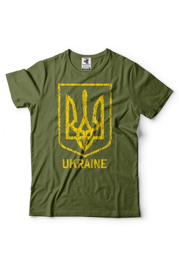 Mens Ukraine Trident Shirt Ukraine Military Green Shirt Ukraine Patriotic Shirt Ukraine Support Tee (X-Large Military Green)