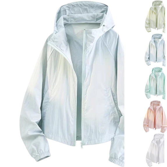Mens Ultra Lightweight Sun Protection Jacket Athletic Running Hooded Quick Dry Windproof Coat for Golf Cycling Training Outdoor Sport, Light Blue, M