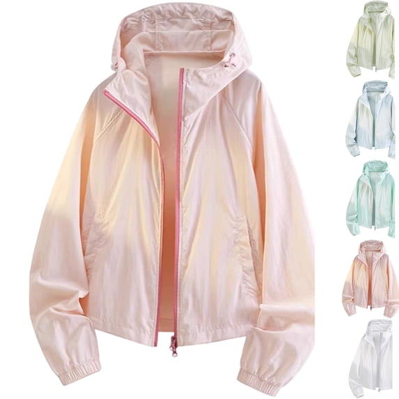 Mens Ultra Lightweight Sun Protection Jacket Athletic Running Hooded Quick Dry Windproof Coat for Golf Cycling Training Outdoor Sport, Pink, M