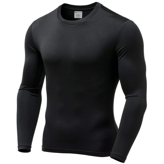 9M Clothing Company Men's Ultra Soft Thermal Base Layer Crew Neck Top Black Medium