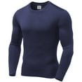 thumbnail image 1 of Mens Ultra Soft Thermal Shirt - Compression Baselayer Crew Neck Top - Fleece Lined Long Sleeve Underwear , Navy Blue, 2XL, 1 of 1