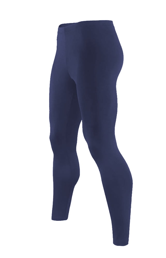 Mens Ultra Soft Thermal Underwear Leggings Bottoms - Compression Pants with  Fleece Lined , Navy Blue, XL