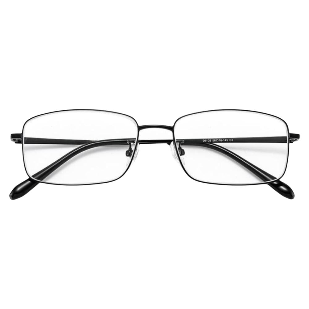 Mens Ultra-light Rectangle Black Reading Glasses 4.00 Anti-blue Light Classic Business Readers High-definition lenses Spring Hinge Titanium Alloy Presbyopic Glasses