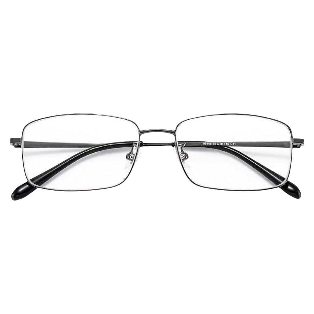 Mens Ultra-light Rectangle Gunmetal Reading Glasses 3.50 Anti-blue Light Classic Business Readers High-definition lenses Spring Hinge Titanium Alloy Presbyopic Glasses