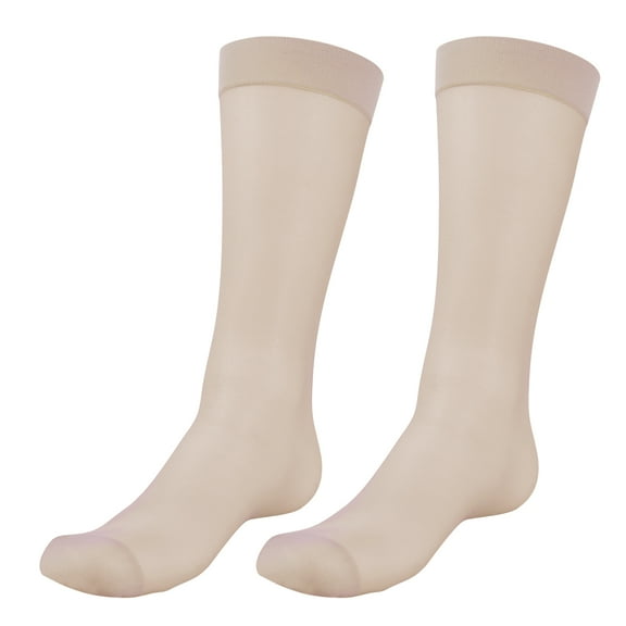 Mens Ultrathin Sheer Formal Dress Suit Sock Casual Business Socks Breathable Over Calf Stockings with Reinforced Toe