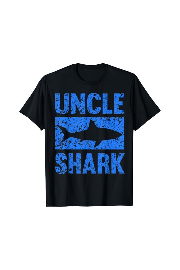 Mens Uncle Shark T-Shirt- Birthday Gift Shirt For Shark Lovers