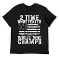 thumbnail image 1 of Mens Undefeated World War Champs Patriotic 4th of July American Round Neck T-Shirt Black, 1 of 5