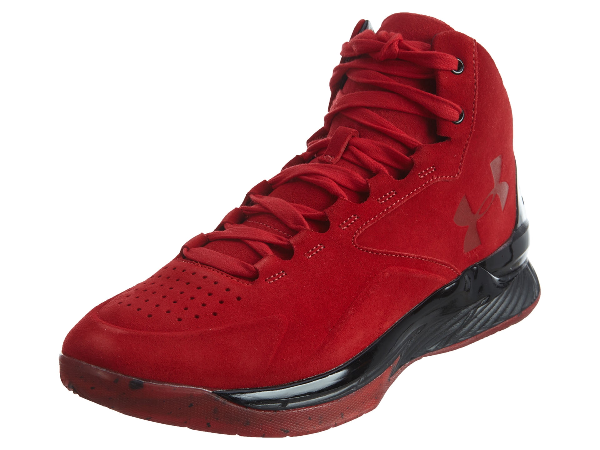 Mens Under Armour Curry 1 Lux Mid Suede Red Black 1296617-600 