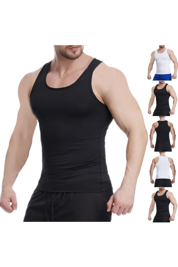Mens Undershirt Tank Tops Tank Top Mens Tank Top Mens Fashionable Men's Solid Color Drying Sleeveless Sports And Fitness Black L