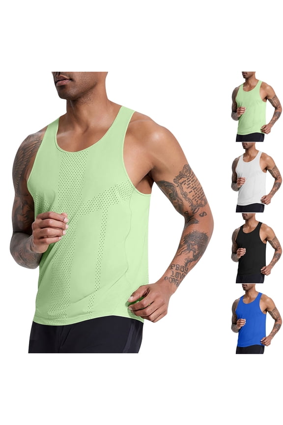Mens Undershirts Tank Tank Top Men Men Tank Tops Fashionable Men's Solid Color Mesh Sports Sleeveless Fitness Drying Black XXXL
