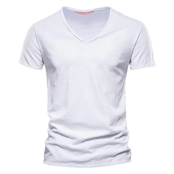 Mens Undershirts White Cotton T-Shirt Men's V-Neck T-Shirts Soft Fitted Premium Classic Tee Men's T Shirts Cotton Hipster Hip Hop Longline Crewneck T-Shirt