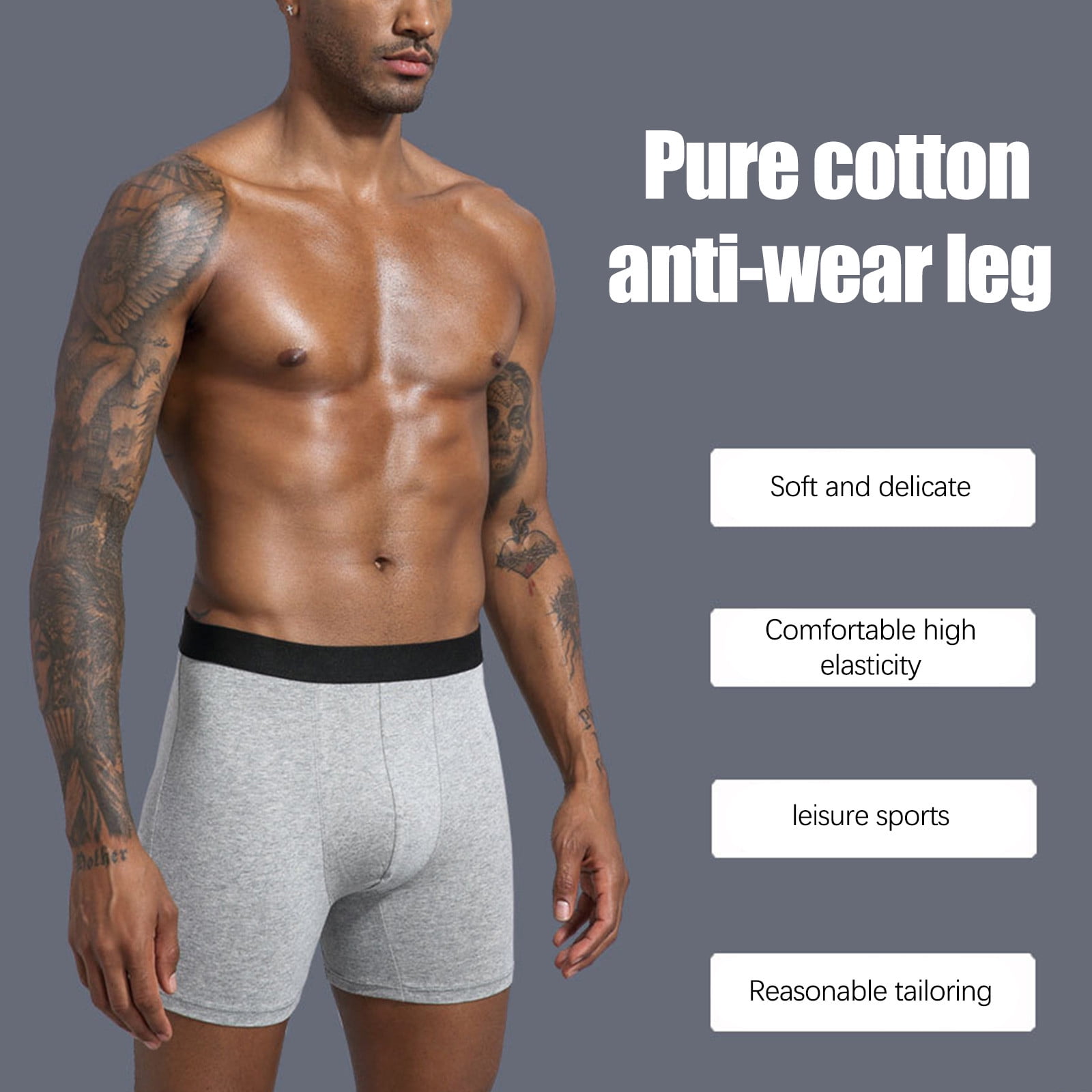 Mens Underwear Bamboo Rayon Boxer Briefs Breathable Soft Moisture