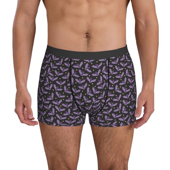 Mens Underwear Boxer Briefs - Bat purple Comfort Breathable men's boxer briefs with Flex Waistband
