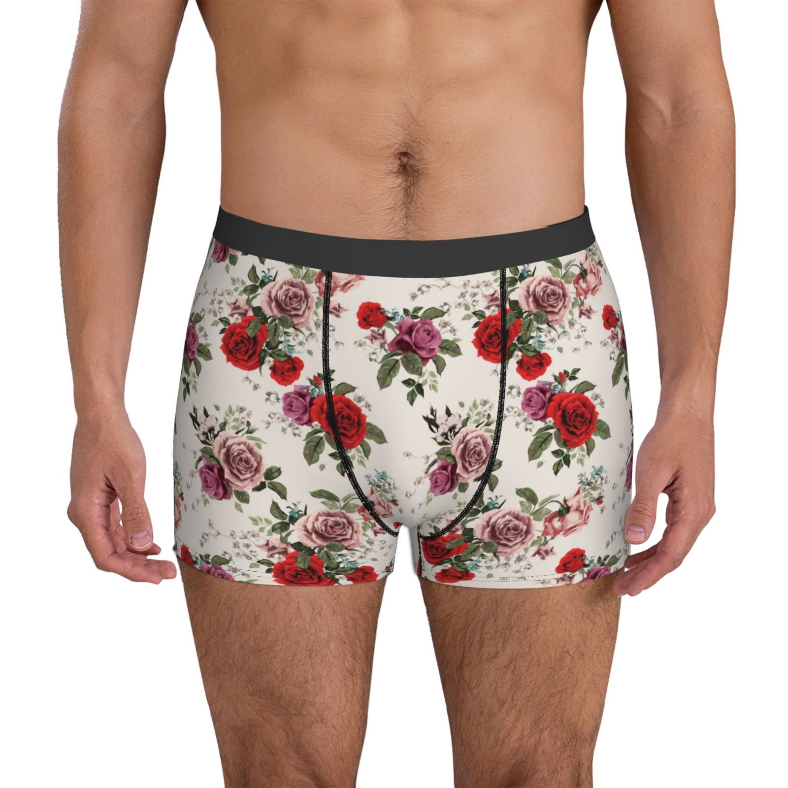 Mens Underwear Boxer Briefs - Beautiful Red Rose Flowers Breathable Men ...