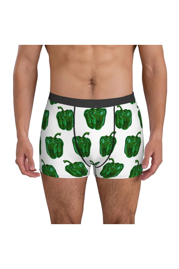 Mens Underwear Boxer Briefs - Bell Pepper Pattern green Comfort Breathable men's boxer briefs with Flex Waistband