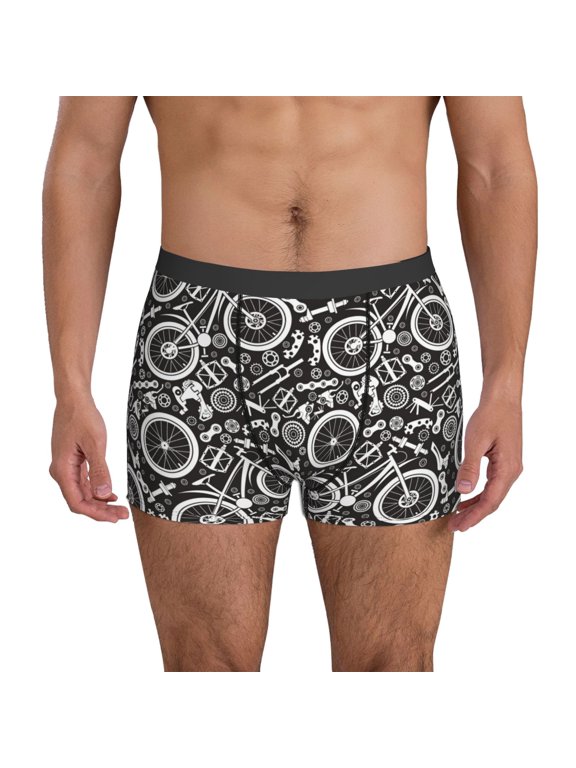 Mens Underwear Boxer Briefs - Bike Pattern Mechanical Comfort Breathable men's boxer briefs with Flex Waistband