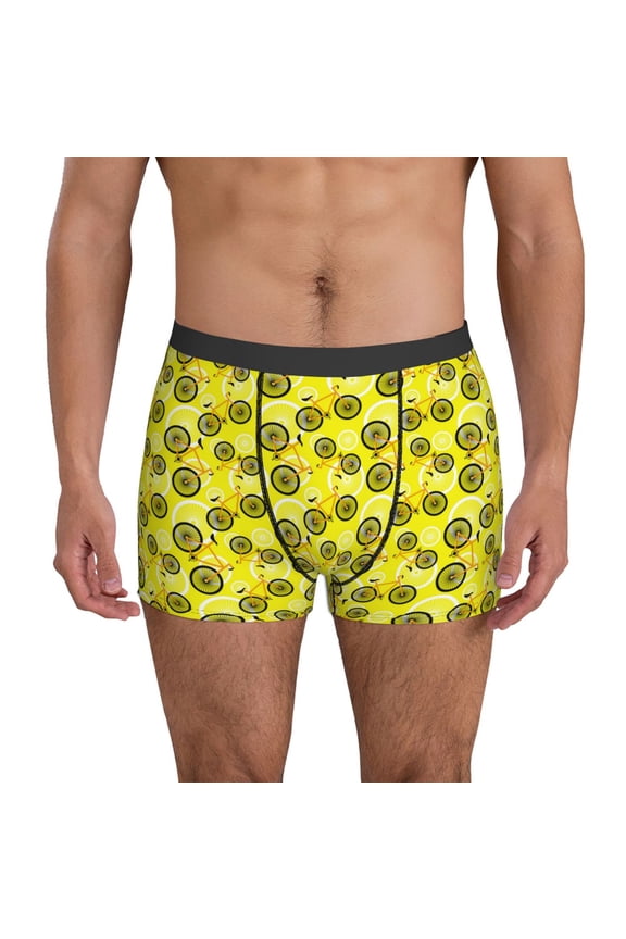 Mens Underwear Boxer Briefs - Bike Pattern Sassy Comfort Breathable men's boxer briefs with Flex Waistband