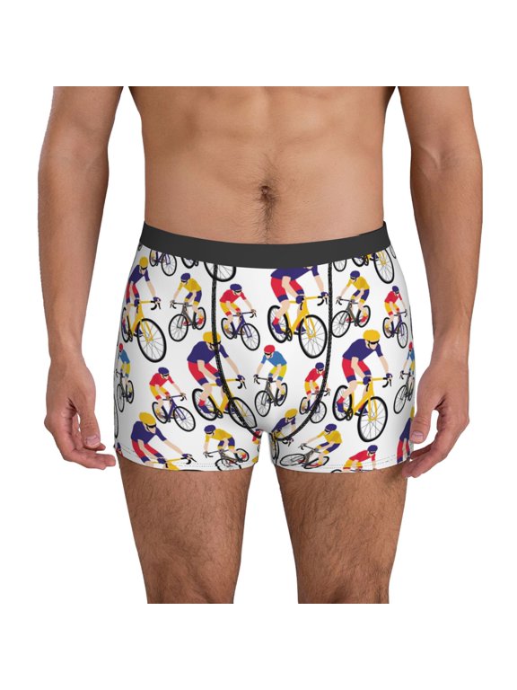 Mens Underwear Boxer Briefs - Bike Pattern Sporty Comfort Breathable men's boxer briefs with Flex Waistband