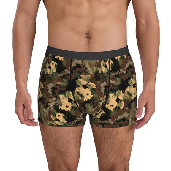 Mens Underwear Boxer Briefs - Camouflage green Comfort Breathable men's boxer briefs with Flex Waistband