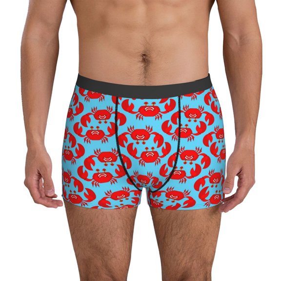 Mens Underwear Boxer Briefs - Cartoon Crabs Comfort Breathable men's boxer briefs with Flex Waistband